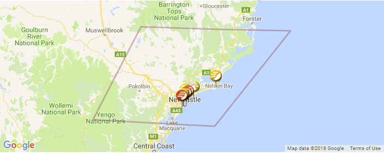 Newcastle surf map