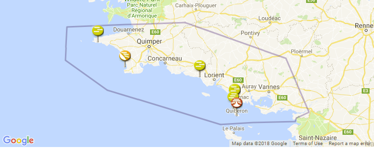Britanny South surf map