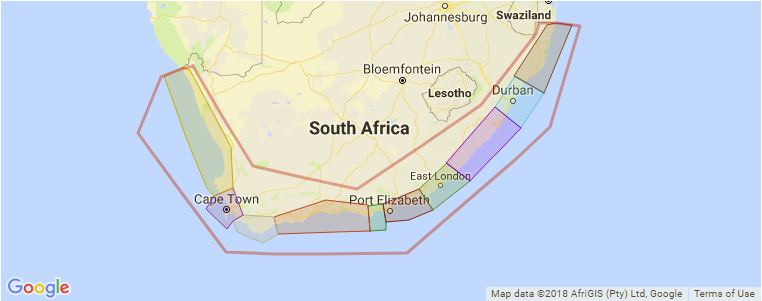 South Africa surf map