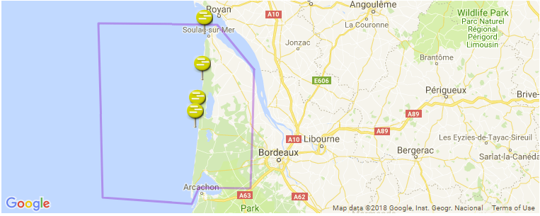Gironde surf map