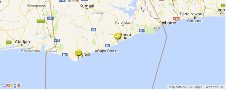 Ghana surf map
