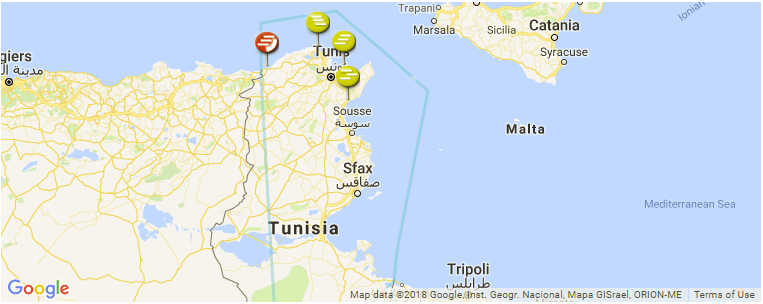 Tunisia surf map