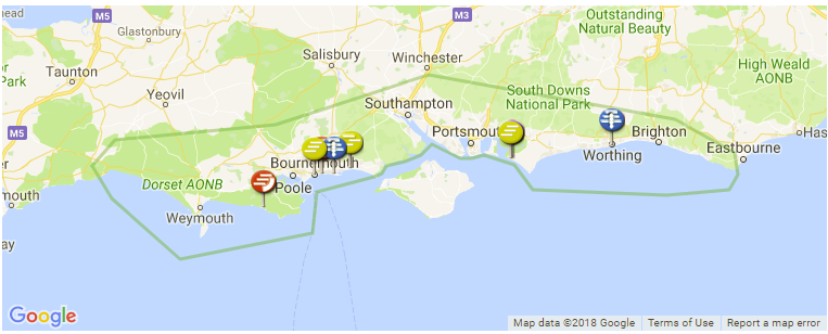 South Coast surf map